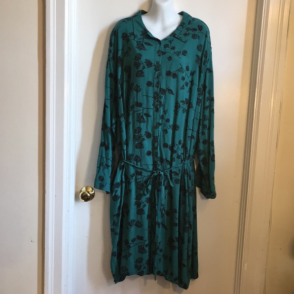Ava & Viv turquoise floral print button dress 3X - Picture 1 of 8